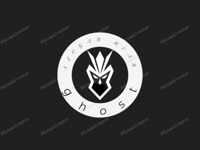 The image is a stylized logo in a minimalist, geometric design. It features a black, triangular face with sharp angles and a menacing appearance, reminiscent of a bird of prey. The face is framed by two large, pointed ear-like structures on