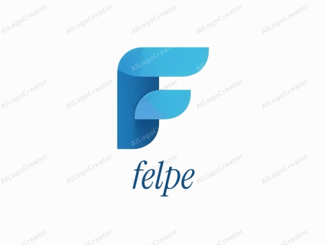 The logo is a stylized, abstract letter "F," created using a minimalistic, geometric design approach. The letter is rendered in shades of blue, ranging from a deep, navy blue to a lighter, sky blue. The letter "F