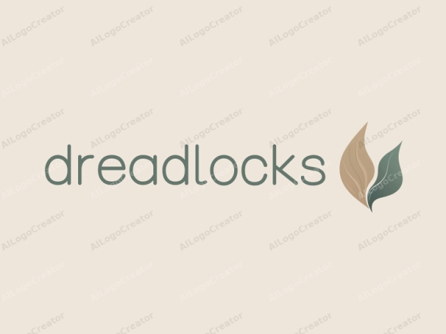 The image is a minimalist logo composed of two stylized leaves. The background is a soft beige color, creating a warm and neutral ambiance. The leaves are drawn in a flat, geometric style with smooth lines and clean edges. The leaf on the