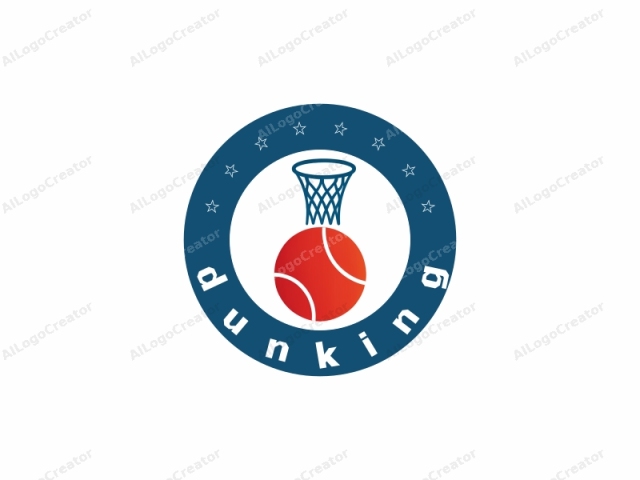 The logo image features a minimalist, flat-style design, with clean, bold lines and simple colors. It depicts a basketball hoop and ball, centered on a plain white background. The basketball hoop, situated near the top of the image, is rendered