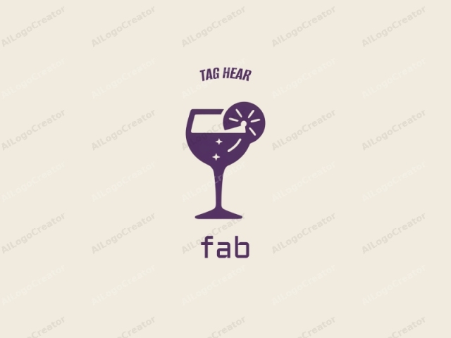 La imagen es un dibujo vectorial simplista de una copa de vino con una rodaja de limón en el borde, representado en un diseño minimalista y plano. La copa de vino está llena de un líquido púrpura opaco, sugiriendo vino o una bebida similar.