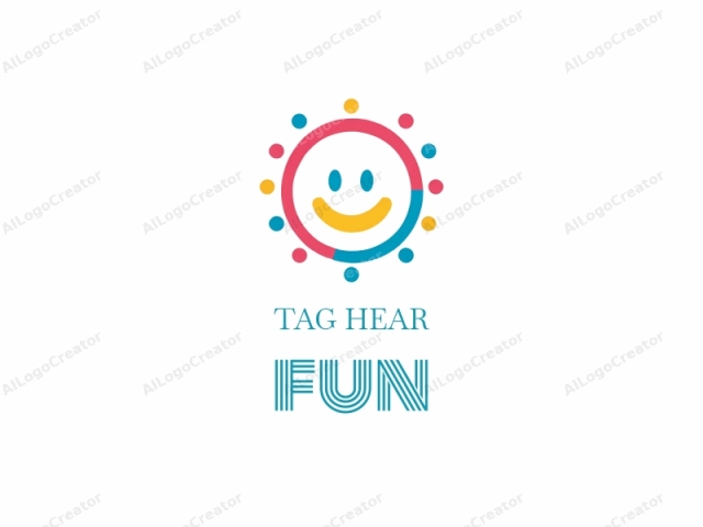 This image is a simple, modern logo featuring a stylized sun. The sun is depicted as a large circle with a wide, happy smile at its center. The smile is composed of two curved lines forming a wide, friendly grin. Surrounding