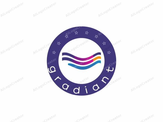 This is a minimalist abstract logo consisting of three wavy lines that are stylized with smooth, flowing curves. Each line is distinct in its color and shape. From top to bottom, the first line is a deep purple, the second is a