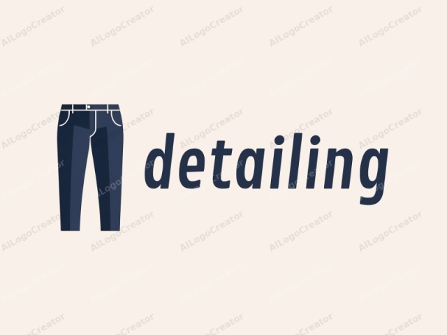 welches ein Paar dunkelblaue Jeans darstellt. Die Jeans werden in einem minimalistischen, flachen Design mit klaren Linien und einer begrenzten Farbpalette dargestellt. Die Stofftextur ist nicht detailliert, sondern konzentriert sich ausschließlich auf die wesentlichen Elemente des Kleidungsstücks. Die Jeans haben