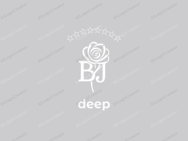 Dies ist ein sauberes, minimalistisches Logo, das die stilisierte Silhouette einer Rose mit einem modernen und einfachen Design zeigt. Die Rose ist überwiegend weiß, mit einer klaren Kontur und minimaler Schattierung. Der zentrale Teil der Rose, einschließlich der Blütenblätter und des Stiels,