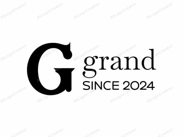 The image is a minimalist, black and white logo featuring the letter "G". The letter "G" is prominently displayed in the center of the image, occupying the majority of the space. It is rendered in a bold, sans-serif style with