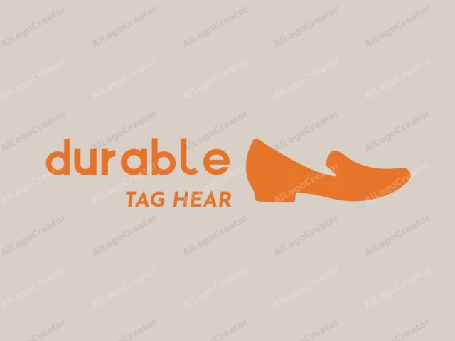 This minimalist logo is a flat, geometric design without shading or intricate details. It depicts a single, stylized slip-on shoe. The shoe is rendered in a solid, vibrant orange hue on a light beige background. The shape of the shoe is