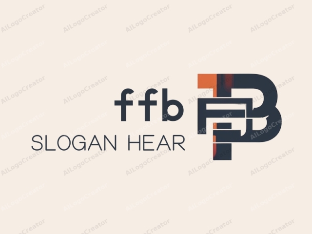 This logo features a bold, abstract design consisting of geometric shapes, primarily in black and orange hues, set against a plain, light beige background. The central element is an amalgamation of overlapping, interconnected lines and shapes, creating a dynamic and somewhat