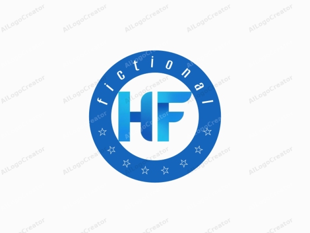 นี่คือโลโก้ที่ทันสมัยและเรียบง่าย โดยมีตัวอักษร "HF" ที่ถูกออกแบบอย่างมีสไตล์ด้วยฟอนต์ sans-serif ที่โดดเด่น ตัวอักษร "H" ถูกแสดงด้วยการไล่ระดับสีน้ำเงิน ตั้งแต่สีน้ำเงินเข้มที่ด้านบนไปจนถึงสีน้ำเงินอ่อนที่ด้านล่าง