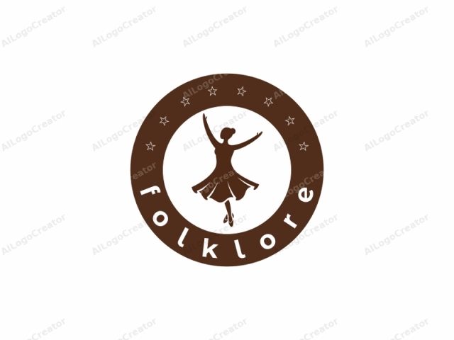 The logo is a silhouette drawing of a female ballet dancer in a stylized, minimalistic manner. The subject is portrayed in a side view, facing slightly to the right, with arms raised gracefully above her head, and legs extended outward at the