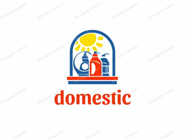 This logo features a stylized, simplified design with a bright, clean aesthetic. The background is white, emphasizing the bold colors and shapes of the logo elements. The central image is a blue arch that resembles an arc of a circle. Inside the