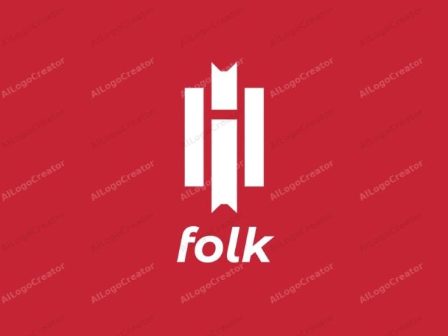 This logo is a minimalist design featuring bold, white geometric shapes against a solid red background. At the center, three vertical rectangular shapes with tapered tops and bottoms are aligned closely together. The top and bottom of each rectangle are pointed slightly outward, giving