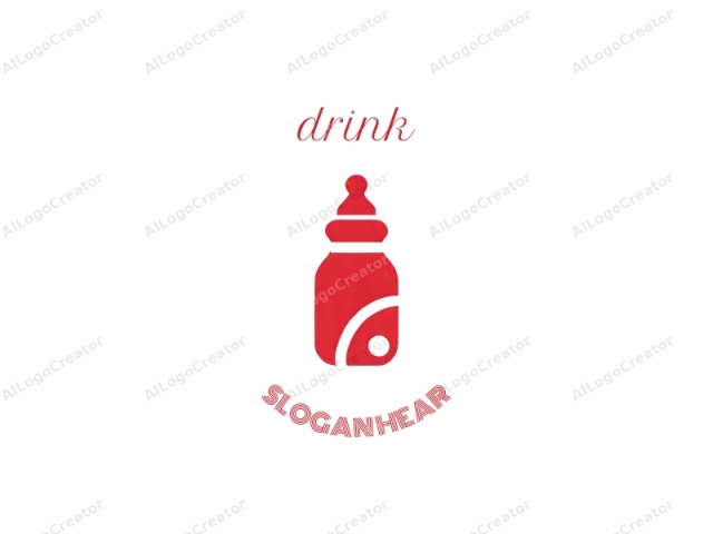 Das Logo ist ein einfaches, minimalistisches Design mit einer roten Säuglingsflasche. Die Flasche ist in einem Silhouettenstil dargestellt, wobei ihre Umrisse vor einem schlichten weißen Hintergrund deutlich sichtbar sind. Der Körper der Flasche ist zylindrisch und verjüngt sich nach oben, wo er