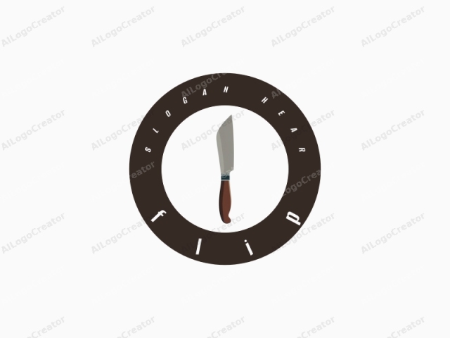 Esta imagen de logotipo presenta un dibujo simple y minimalista de un cuchillo sobre un fondo blanco liso. El cuchillo está representado en una ilustración limpia, plana y de estilo vectorial. Tiene una hoja de acero inoxidable pulida, afilada en un extremo y