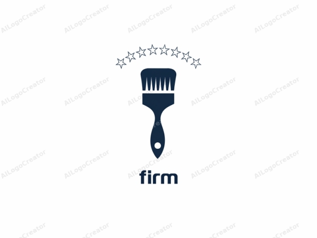 This is a minimalist, black-and-white logo depicting a paintbrush. The paintbrush is drawn in a simple, clean style with bold, solid lines and no shading. The bristles are represented by a series of parallel, horizontal lines at the