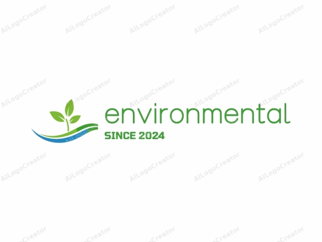 The image is a vector graphic logo depicting a stylized plant against a white background. The plant consists of a single stalk with three leaves. The leaves are vibrant green with smooth, rounded edges, and they are positioned slightly offset from each other to