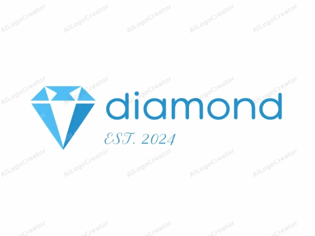This logo is a stylized depiction of a diamond, rendered in a clean, minimalist design. The diamond is depicted in a solid, gradient blue color, transitioning from a lighter shade at the top to a darker shade at the bottom. It is