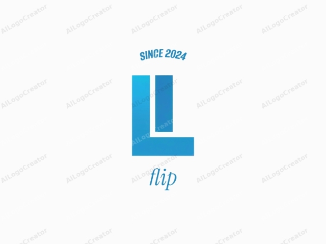 Este es un logo gráfico digital monocromático simple que presenta una letra "L" en mayúscula y con un degradado azul distintivo. La forma de la letra es nítida y limpia, ocupando el centro de la imagen. El fondo es blanco liso.