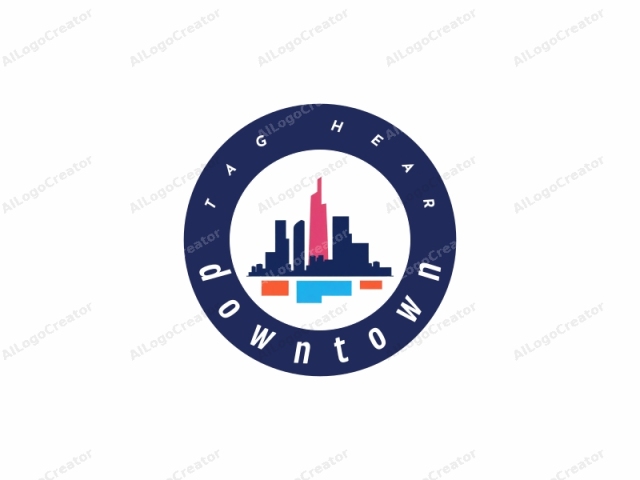 This logo image features a minimalist design depicting a stylized city skyline. The background is plain white, providing a stark contrast that makes the silhouetted buildings stand out prominently. The buildings are depicted in dark blue, with varying heights and shapes