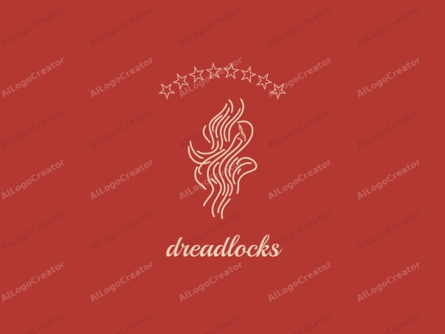 a minimalist and stylized illustration with a modern aesthetic. The image features a central element, a stylized flame or fire, depicted with smooth, fluid lines in a warm, beige color against a solid, deep red background. The fire appears as