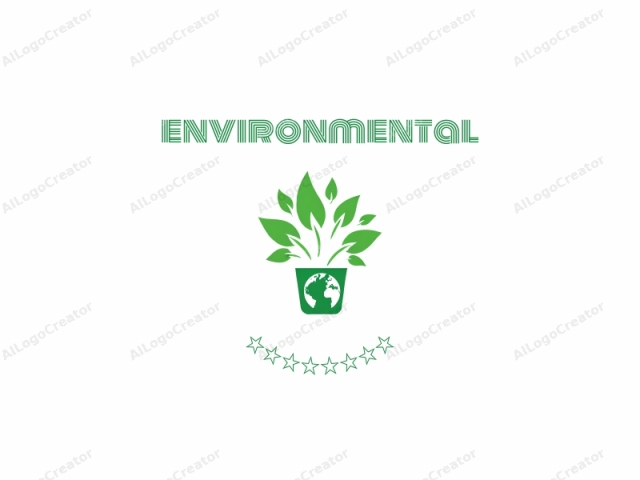 This logo image is a simple, clean, and minimalist design featuring a stylized plant. The plant is depicted in a bold, flat green silhouette with numerous large, oval-shaped leaves extending upwards from the top. The leaves have varying sizes, with