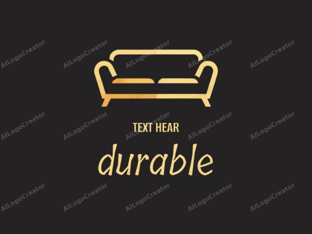 This logo features a minimalist, abstract design of a couch. The couch is drawn in a sleek, golden yellow line style, set against a solid black background. The lines are smooth and clean, giving the image a modern, elegant feel. The