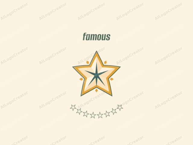 Esta imagen es un logo digital minimalista que presenta una estrella de cinco puntas estilizada. La estrella está posicionada centralmente sobre un fondo color crema. Cada punta de la estrella está delineada con una fina línea azul verdosa, creando un contraste limpio y nítido.