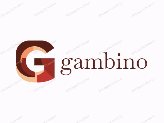 This logo consists of the letter "G" prominently centered against a white background. The letter is designed in a modern, geometric style with a clean and minimalist aesthetic. It is constructed using overlapping and intersecting shapes in various shades of red, brown