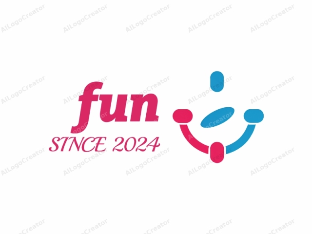 The logo features a simplistic, geometric design with a playful and modern aesthetic. It consists of two circular shapes, one red and one blue, placed symmetrically on either side of a larger white background. The blue circle is centrally positioned and is slightly