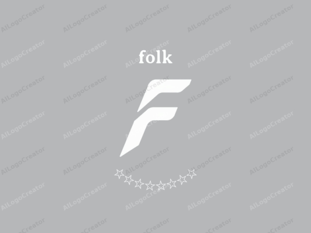 en texto plano. Esta imagen es un logo minimalista en blanco sobre un fondo liso de color gris claro. El logo está compuesto por una letra "F" estilizada con líneas suaves y fluidas que evocan una sensación de movimiento y modernidad. La letra es