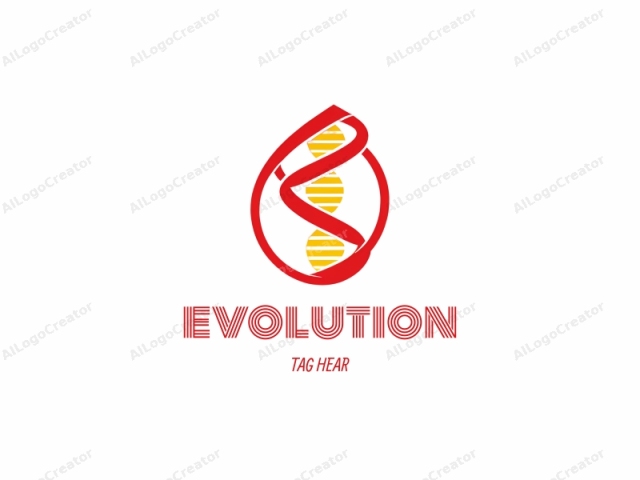 The logo consists of two primary elements: a stylized double helix and a red circular background. The double helix is depicted in a simplified, graphic style, with its two intertwined strands represented by a continuous red line. Each strand features a