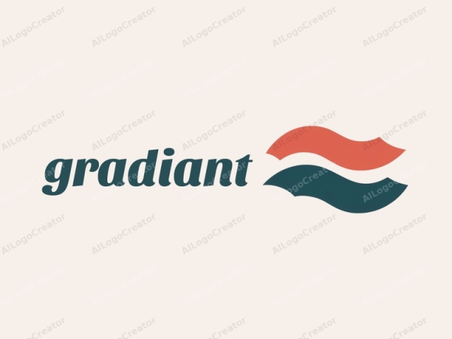 featuring a minimalist, abstract design. The image is a simple, stylized logo against a plain, beige background. The logo consists of two curved, wave-like shapes arranged horizontally, with the upper wave in a bold, solid red and the lower