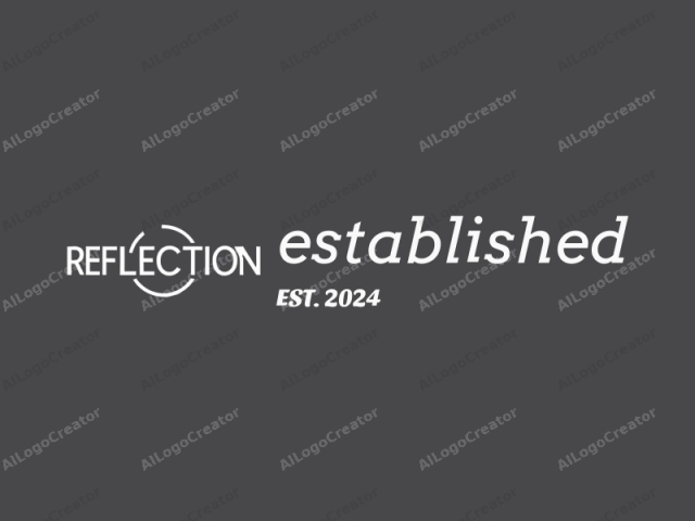 Este es un logo digital minimalista que presenta la palabra "REFLECTION" en letras mayúsculas grandes, en negrita y sin serifa. El fondo es de un gris oscuro sólido, proporcionando una apariencia neutral y profesional. El texto del logo está prominentemente ubicado en el centro de la imagen.