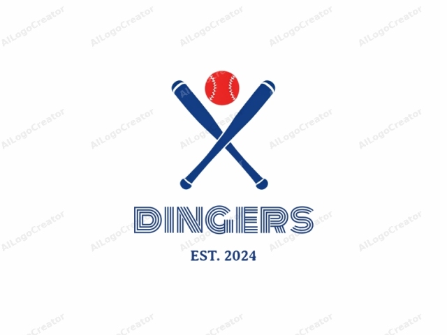 Dieses Logo-Bild zeigt ein einfaches, stilisiertes Design im minimalistischen Grafikstil. Es zeigt zwei gekreuzte Baseballschläger, jeweils in einem dunkelblauen Farbton, horizontal positioniert und ein "X" bildend. Im Zentrum dieser Kreuzung steht ein heller