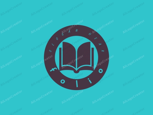 This image is a minimalist logo depicting an open book. The book is centered within a square icon with a teal blue background. The book is drawn in a flat, solid dark navy color, emphasizing its simplicity and iconic nature. The front and back