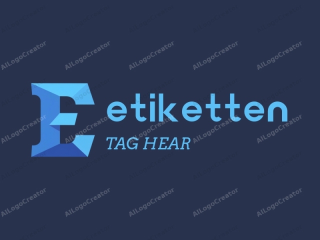 The logo features a large, stylized capital letter "E" set against a solid dark navy blue background. The letter is designed in a bold, modern typographic style with a three-dimensional appearance. Its surface exhibits a gradient of blue shades,