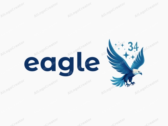 Das Logo-Bild ist eine digitale Illustration eines Adlers mit ausgebreiteten Flügeln und einem wilden Blick, der Stärke und Macht symbolisiert. Der Adler ist in lebhaften Blau- und Weißtönen dargestellt, wobei die Federn detailliert gestaltet sind, um ihre Textur zu zeigen.