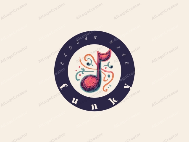 which employs a whimsical and vibrant color palette. This is a stylized digital art piece that features a prominent treble clef prominently centered against a cream-colored background. The treble clef is depicted in a playful, artistic style, with