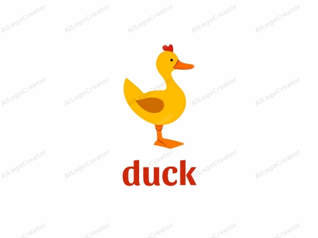 This is a digital drawing of a stylized cartoon chicken, rendered in a simple, flat design with clean lines and solid colors. The chicken stands upright, facing left, with its head tilted slightly upwards. It has a bright yellow body and wings