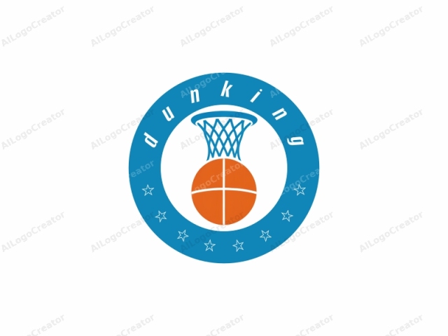 This logo is a simple, minimalist, and stylized graphic illustration depicting a basketball game. The main subject is a basketball with four segments, each in an orange color, set against a white background. The segments are arranged in a grid formation,