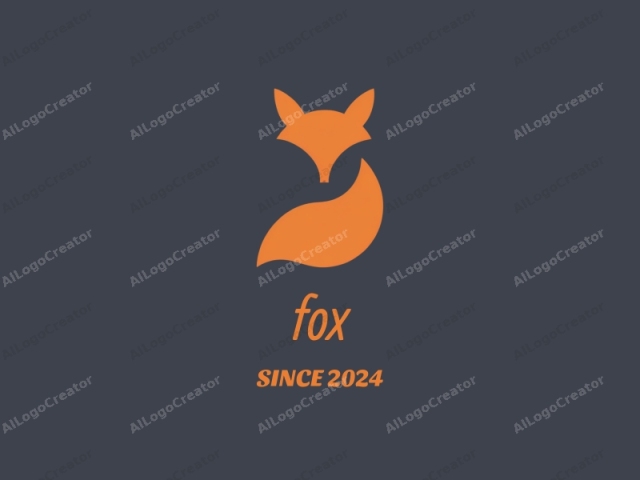 which is a digital illustration. This minimalist logo features a stylized fox in a flat, modern art style. The fox is centered in the image and is rendered in a vibrant, solid orange color that stands out sharply against a muted gray background.