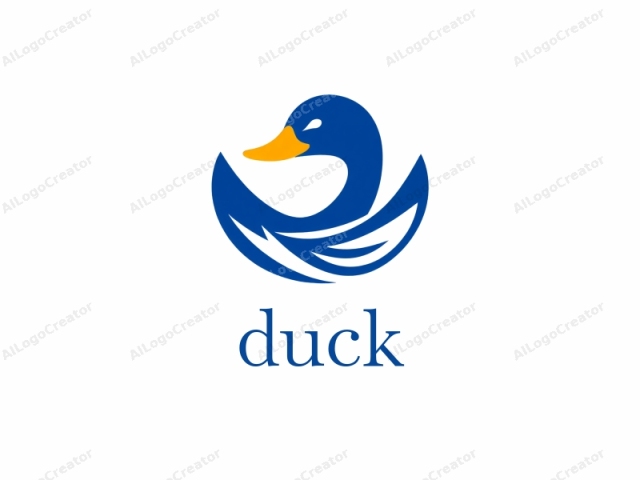 The logo features a stylized, abstract rendition of a duck. The duck's body and head are predominantly blue, creating a cohesive and modern visual theme. The beak is bright yellow, contrasting sharply with the blue, adding a vivid and eye