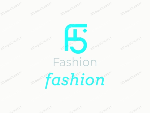 The logo is minimalist and abstract, with a modern, geometric design. The central element is a stylized representation of the letter "F," which is rendered in a bold, sans-serif, turquoise-blue typeface. The "F" is slightly