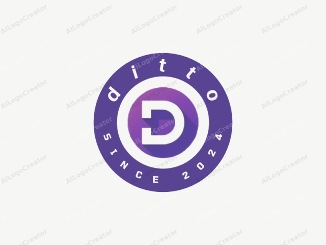 Este es un logotipo minimalista diseñado digitalmente que presenta una letra "D" mayúscula, blanca y audaz dentro de un marco circular. El fondo del marco circular es un degradado suave de tonos morados, que transita desde un tono violeta más claro en la parte superior