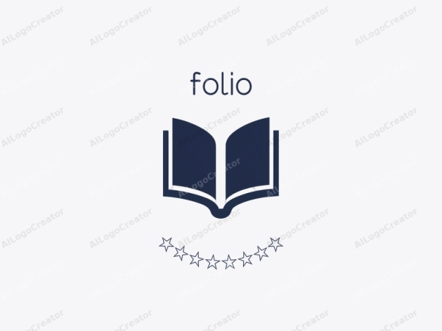 This is a minimalist, vector-based graphic of a book with the cover partially opened. The book is depicted using a solid, dark blue color on a plain white background, creating a striking and modern visual effect. The design is simplistic, with no