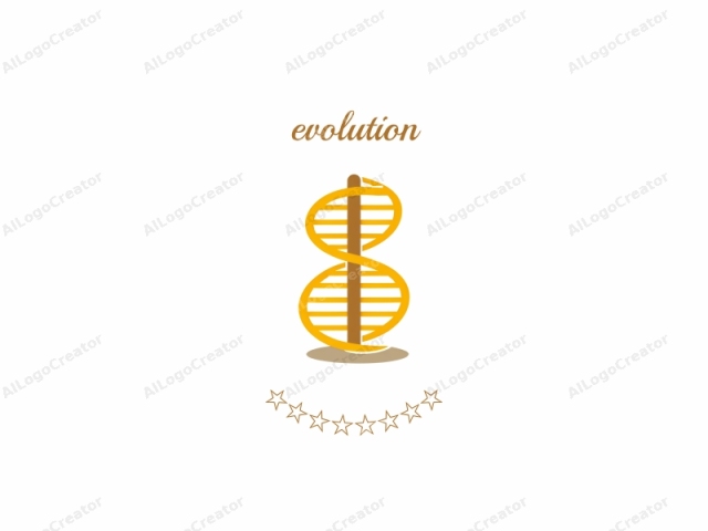 This logo features a simple, stylized DNA molecule. The central element is the double helix structure, which is represented by two intertwined, spiral strands. The strands are a rich golden yellow color, symbolizing stability and reliability. Each spiral strand