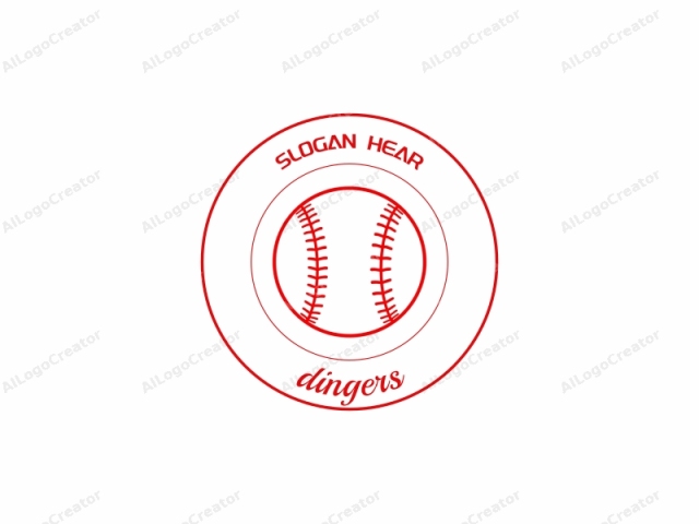 das ein minimalistisches, aber ikonisches Baseball-Design zeigt. Das Logo ist in einem kräftigen, leuchtenden Rot auf einem einfachen weißen Hintergrund dargestellt, wodurch es klar und effektiv hervorsticht. Der Baseball wird in einer runden Form mit den klassischen Nähten dargestellt