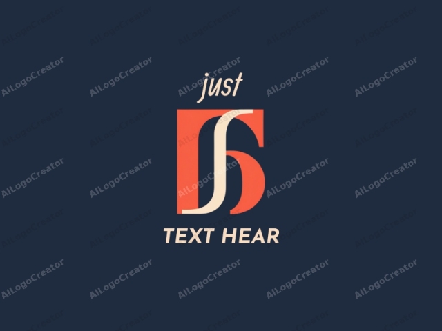 The image is a minimalist, digital logo featuring bold, geometric shapes in a modern, stylized form. The primary colors used are a deep navy blue for the background and a vibrant, orange-red for the logo elements. The logo consists of three