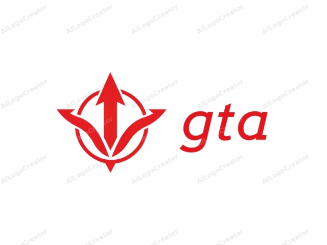 This image is a stylized, modern logo, consisting of two distinct elements: a red triangular shape at the top and a red circular shape at the bottom. The triangular shape is composed of two sharp, pointed lines that converge at the apex,