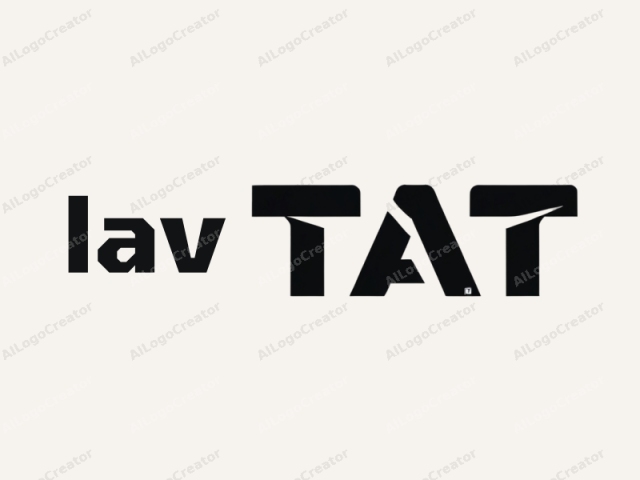 This logo image features a minimalist, modern design in stark black against a clean, light beige background. The logo consists of the capitalized letters "T" and "A" with a unique, creative twist. The "T" has a diagonal slash